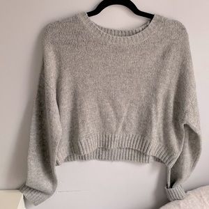 warm grey knit sweater